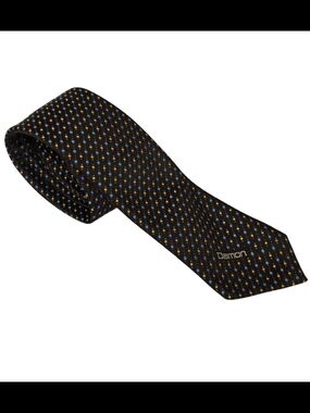 Damo Vintage Black Tie with Blue and Gold Dot Pattern
